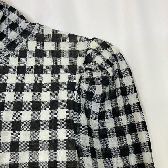 Free People Gingham Turtleneck Top Black White Gingham Lightweight Womens Small - Picture 2 of 8